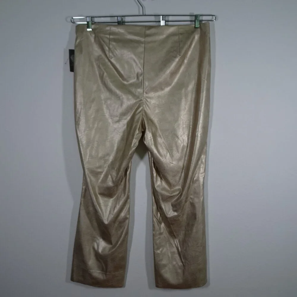 Vince Camuto Gold Pants Women's Plus Size 16W Straight Leg Party Holiday Vegan - Picture 6 of 11